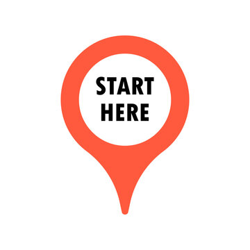 Map pin with start here location pointer vector icon