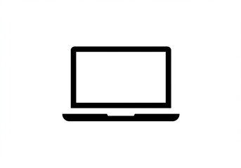 Simple black outline icon of an open laptop computer on a white background