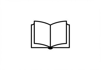 Simple black outline icon of an open book on a white background