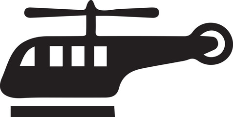 Iconic Silhouette of a Helicopter Flying Machine Aviation and Transportation Symbolism Represented in Simple Black and White Imagery