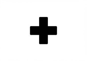 Obraz premium Simple black plus sign symbol centered on a clean white background
