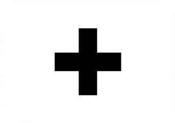 Fototapeta premium Simple black plus sign symbol on a clean white background