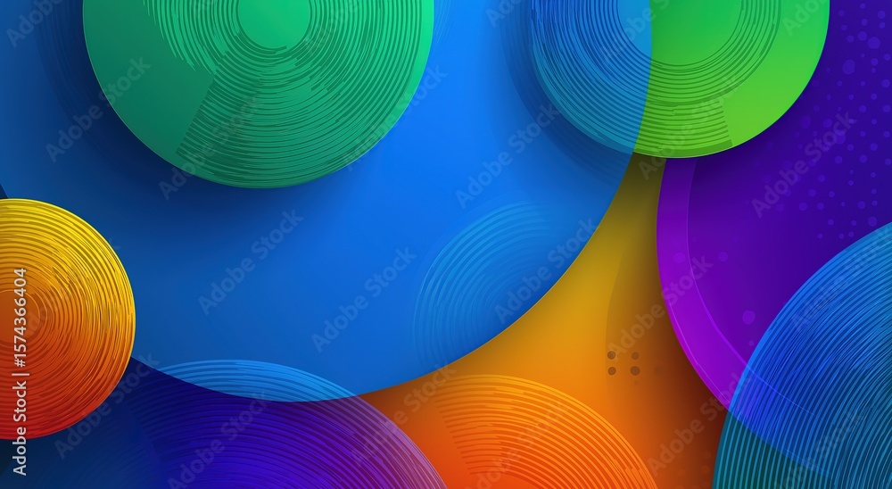 Poster abstract geometric vector template with vibrant blue gradient and circular elements, featuring futur