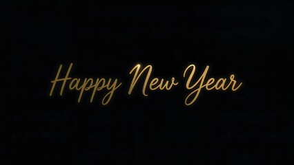 Obraz premium Elegant Golden “Happy New Year” Cursive Text on Black
