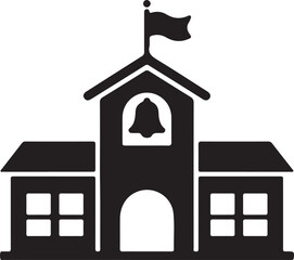 School Building Silhouette Vector Adobe Illustrator Artwork