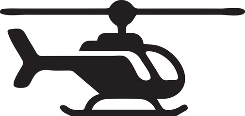 Monochrome Helicopter Icon Silhouette Aviation Design Air Transportation Symbolism Flight Vehicle Precision Graphic Isolated on White Background Flight Technology