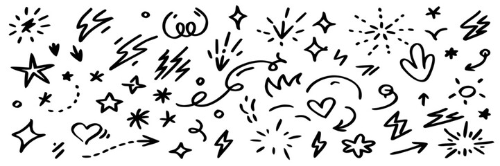 Hand-drawn Doodle Collection: Stars, Arrows, Hearts & More