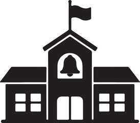 School Building Silhouette Vector Adobe Illustrator Artwork