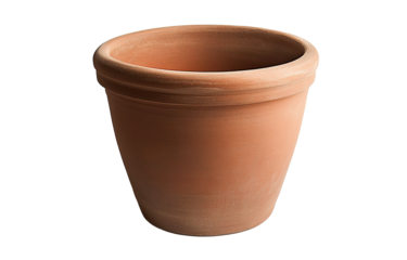 Clay pot isolated on white background simple ceramic flowerpot for gardening and plants