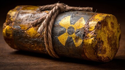 Enriched uranium billet, highly radioactive and tied to nuclear research, political tension, and the threat of nuclear war. 