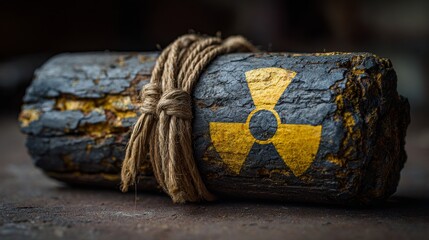 Enriched uranium billet, highly radioactive and tied to nuclear research, political tension, and the threat of nuclear war. 