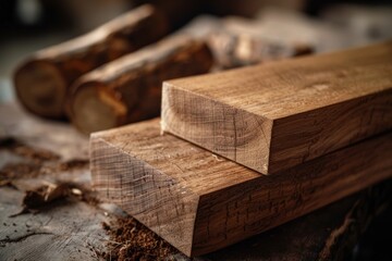High quality natural wood planks showcasing intricate grain and rich texture ideal for construction projects or rustic interior design elements
