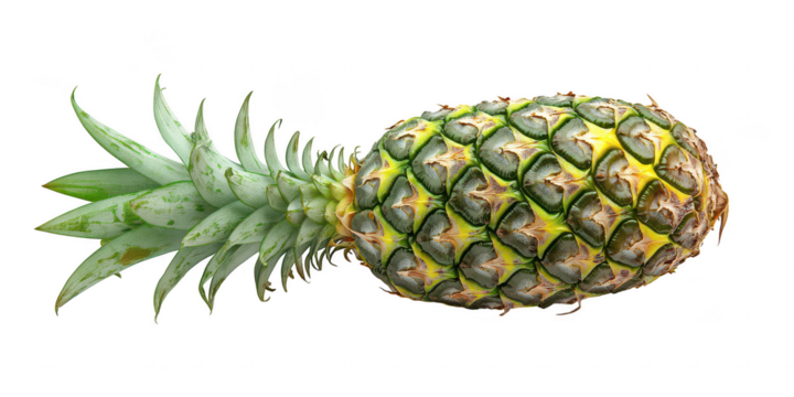 Fresh ripe pineapple fruit close up on transparent png photo