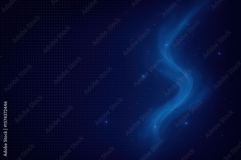 Aufkleber abstract blue nebula swirl with tiny stars and digital grid pattern