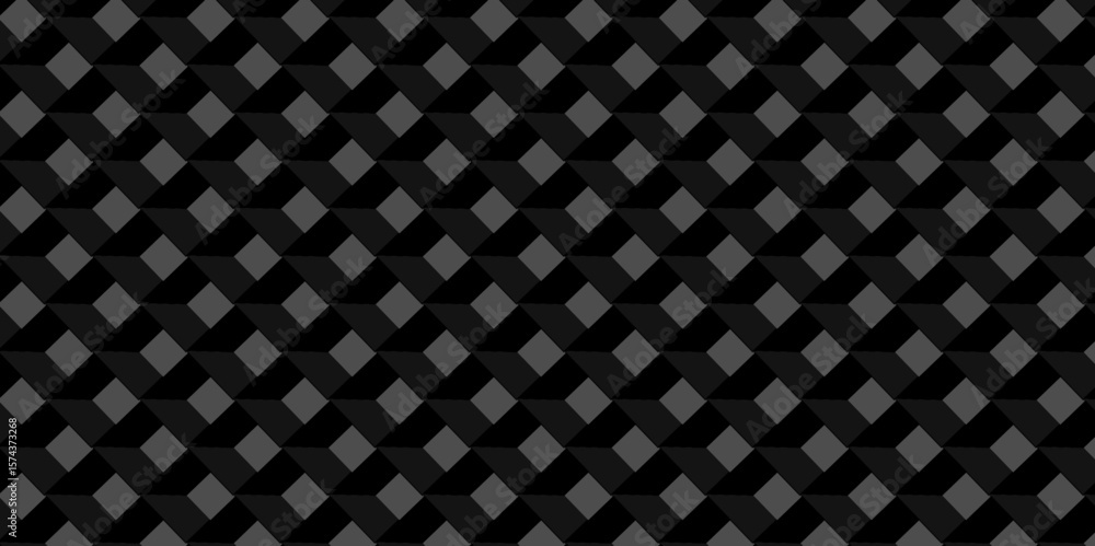 Poster black abstract cube square geometric tile hexagon mosaic wall grid wallpaper. black and gray geometr