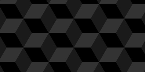 Black abstract cube square geometric tile hexagon mosaic wall grid wallpaper. black and gray geometric block cube structure texture background.	
