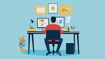 Professional Business Process Management Concept with Man Sitting at Desk