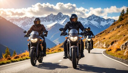 Motorcyclists on a mountain road