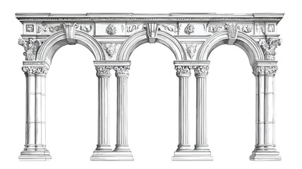 Fototapeta premium Elegant Classical Architecture Elements Engraved on Temple Fa�ade