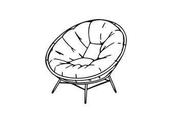 Silhouette of papasan chair isolated on a white background
