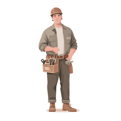 A handyman standing confidently with his tool belt, ready for the next job.