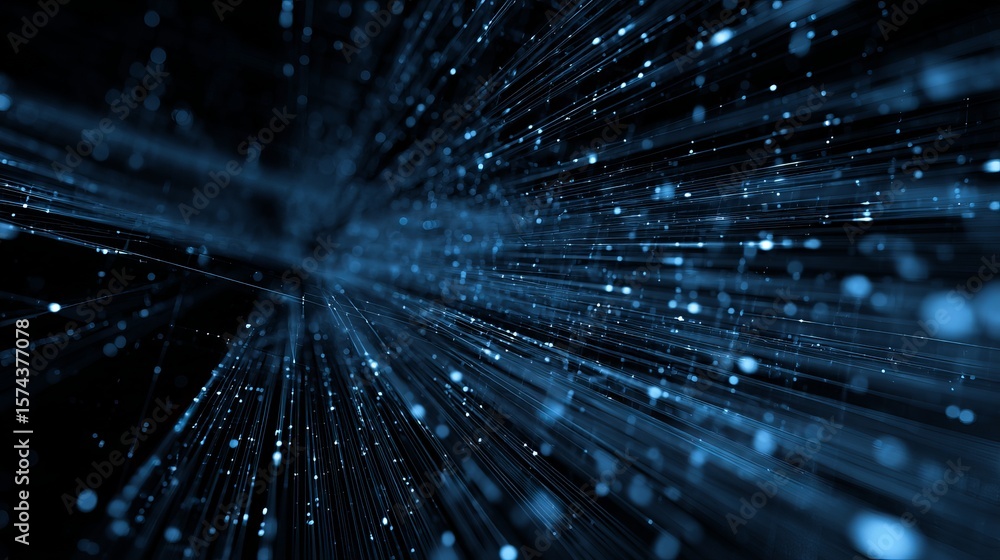 Aufkleber abstract network background with glowing blue lines and particles creating a digital space atmospher
