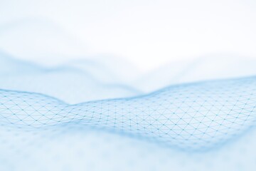 Abstract blue geometric network pattern with soft focus and flowing curves creating a sense of depth and connectivity