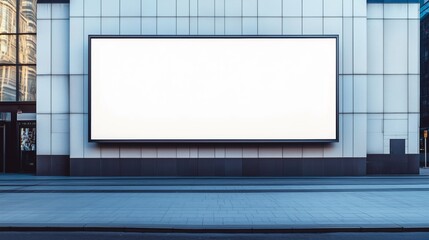 Blank urban billboard on modern city building wall for advertising display
