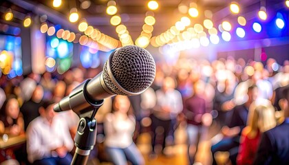 Microphone at a crowded event