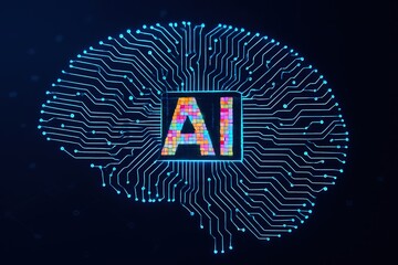 Digital brain circuitry symbolizing artificial intelligence and advanced technology