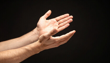 Male Hands Clapping Gesture on Dark Background