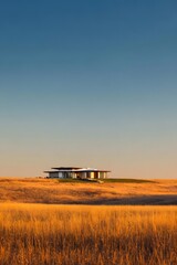 Fototapeta premium Modern House on Golden Prairie Hill.