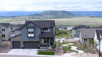 New home construction in hilly community