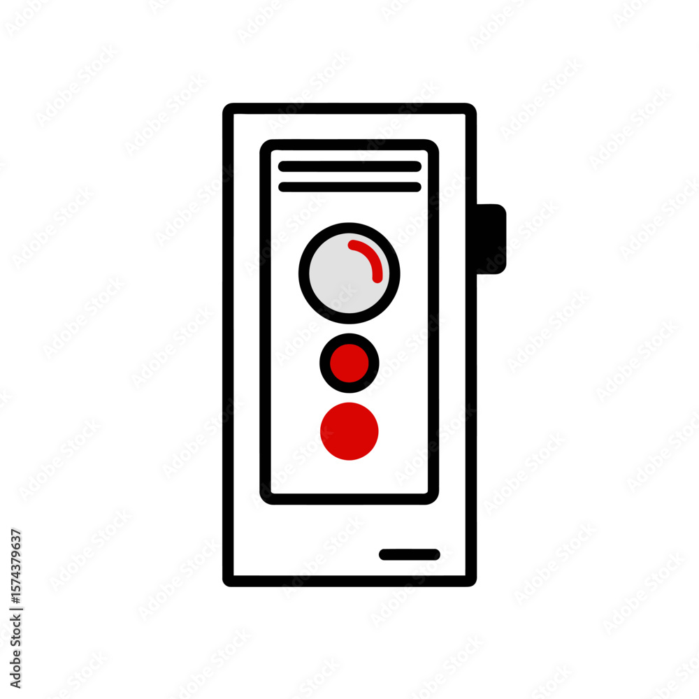 Poster illuminated display shows light signal on white background outline