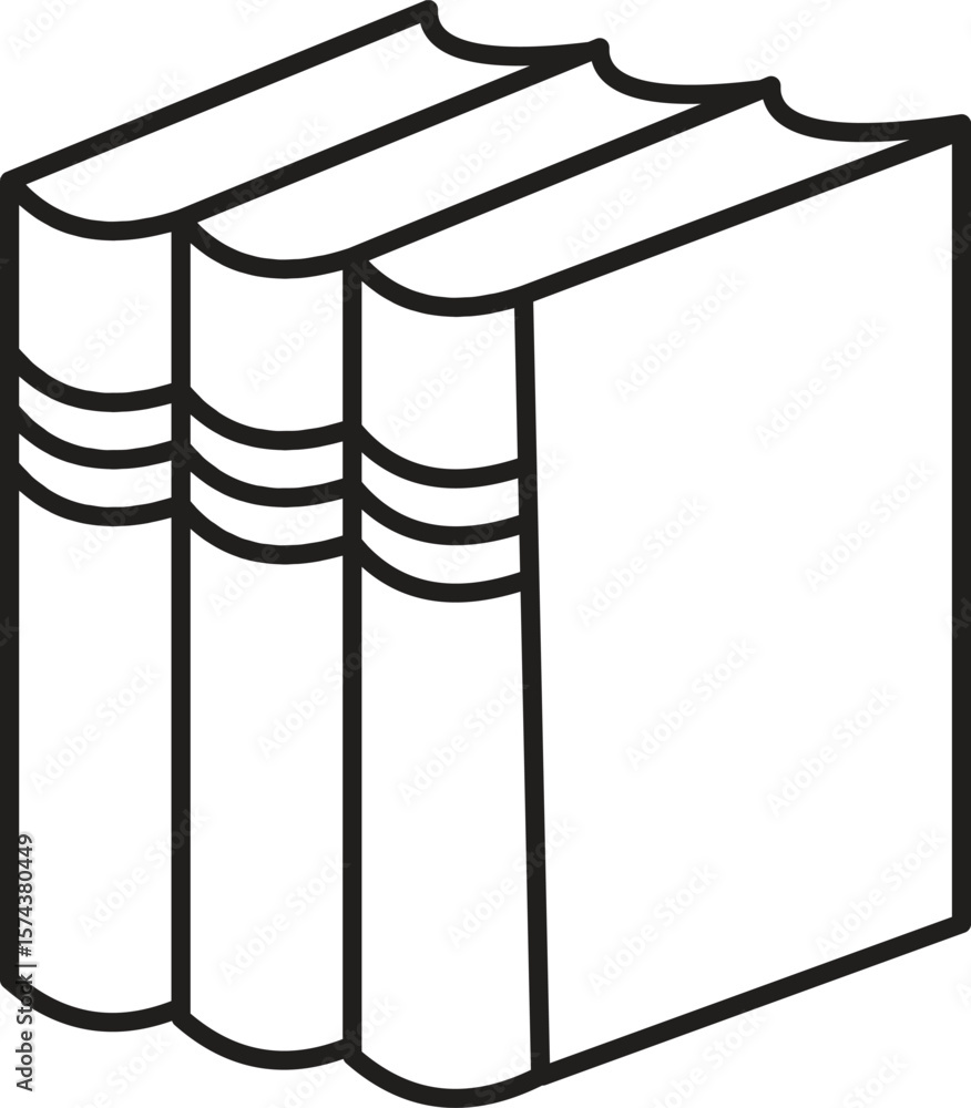 Poster set of three books icon representing a volume series, encyclopedia, or course curriculum with transp