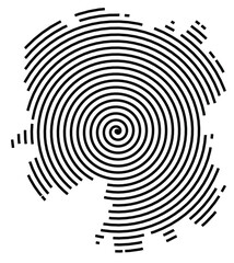 Symbol Map of the Province Hunan (People's Republic of China) showing the territory with a black spiral line