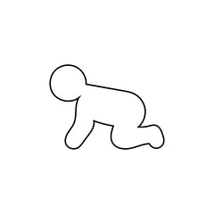 Crawling baby line icon simple infant pictogram on white background. Baby crawling outline.