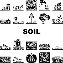 Fototapeta premium soil pollution contamination icons set vector