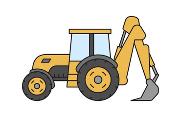 Tractor excavator Construction equipment Vector illustration