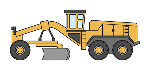 Grader. Construction equipment. Vector illustration.