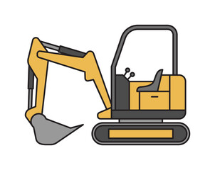 Mini excavator. Construction equipment. Vector illustration.