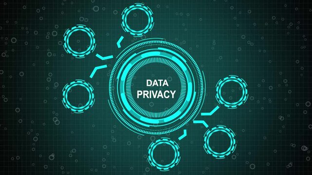  grid background animation. Internet, business, Technology and network concept. A DATA PRIVACY concept button on a futuristic technology privacy concept. digital technology 4k video animation.