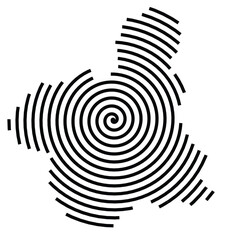 Symbol Map of the Provincia Murcia (Spain) showing the territory with a black spiral line