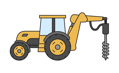 Tractor with drilling rig. Vector illustration