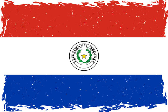 Flag of paraguay brush stroke grunge texture - Powered by Adobe