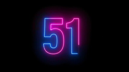 Neon numbers 51 graphic design