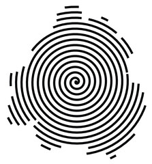 Symbol Map of the Departement Dordogne (France) showing the territory with a black spiral line
