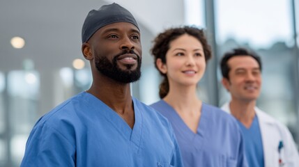 Fototapeta premium Healthcare professionals teamwork in modern hospital medical images bright environment positive outlook