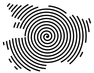 Symbol Map of the Departement Maine-et-Loire (France) showing the territory with a black spiral line