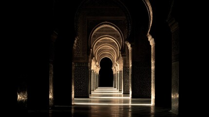 Obraz premium Illuminated archways historic palace photography indoor symmetrical architectural beauty